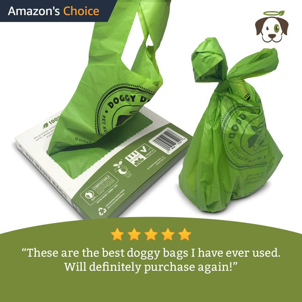 Biodegradable Poop Bags | Dog Waste Bags, Unscented with Easy-tie Handles, Vegetable-Based & Eco-Friendly, Premium Thickness & Leak Proof, Easy Open, Supports Rescues