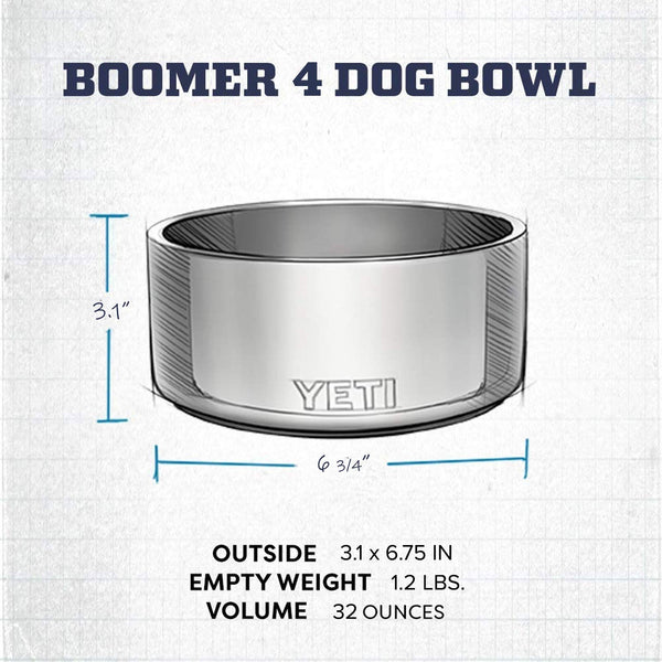 YETI Boomer 4 Stainless Steel, Non-Slip Dog Bowl, Holds 32 Ounces