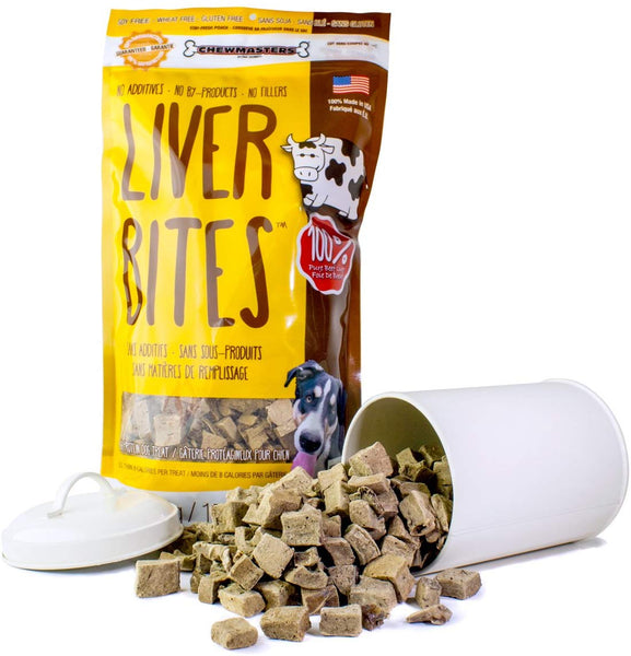 Chewmasters (274386) Beef Liver Bites Freeze Dried Dog Treats Bag, 17.6 Oz.