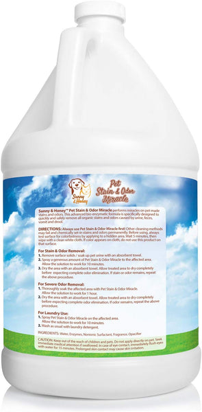 Pet Stain & Odor Remover, Enzyme Cleaner, Odor Eliminator, Best Carpet Stain Remover, Pet Odor Eliminator, Stain Remover, Odor Neutralizer, Cat Urine Smell - Cleaner - Eliminator, Sunny and Honey, 1 Gallon