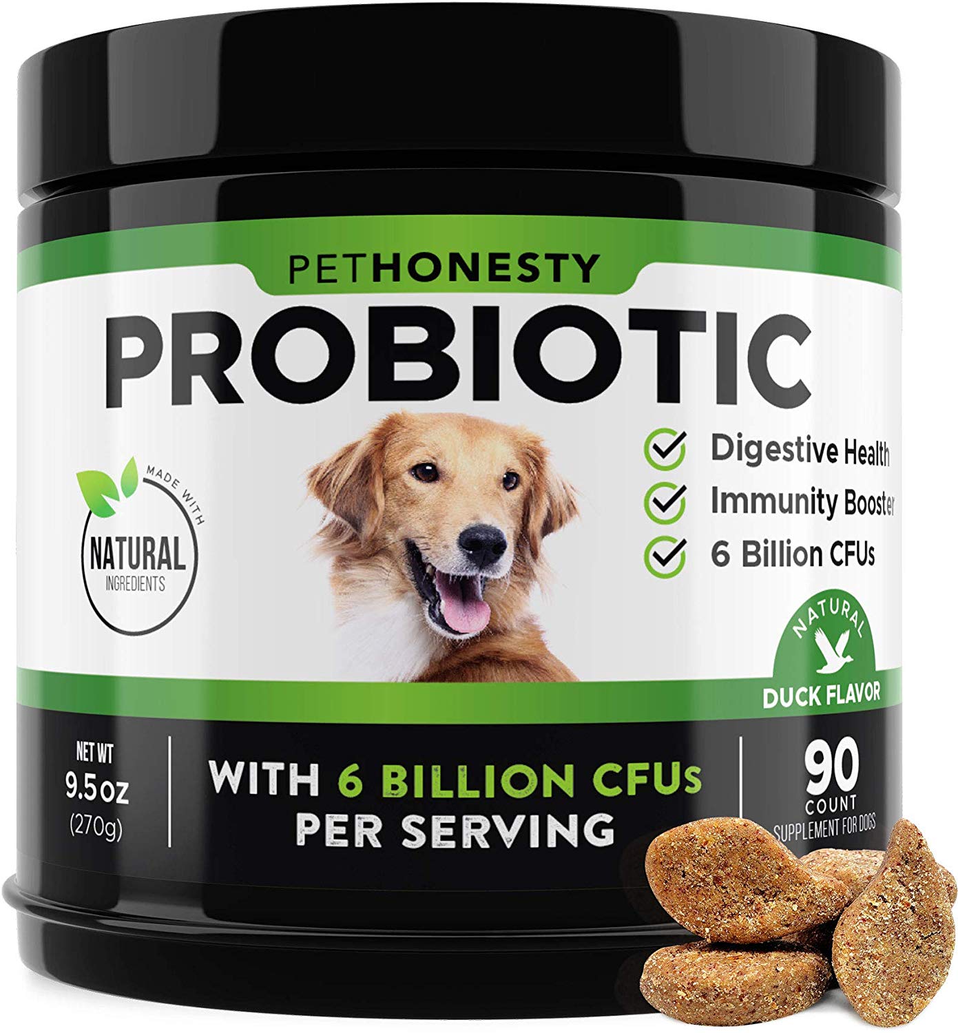 PetHonesty Probiotics for Dogs, 90 All-Natural Advanced Dog Probiotics Chews with Prebiotics, Relieves Dog Diarrhea and Constipation, Improves Digestion, Allergy, Hot Spots, Immunity & Health