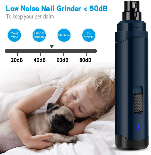 Casfuy Dog Nail Grinder Upgraded - Professional 2-Speed Electric Rechargeable Pet Nail Trimmer Painless Paws Grooming & Smoothing for Small Medium Large Dogs & Cats