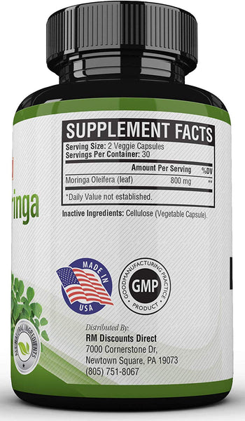 Pastillas De Moringa para Adelgazar Natural - Fuente de Vitaminas, Minerales Y Proteina Completa - 60 Capsulas