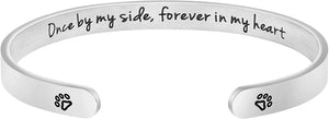 MEMGIFT Dog Memorial Cuff Bracelet Remembrance Loss of Pet Jewelry Sympathy Gift Engraved Pets Name