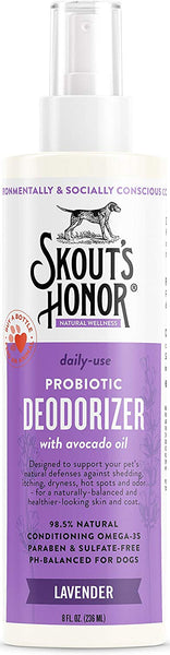 SKOUT'S HONOR: Probiotic Deodorizer - 8 fl. oz. - Hydrates and Deodorizes Fur, Supports Pet’s Natural Defenses, PH-Balanced and Sulfate Free - Avocado Oil