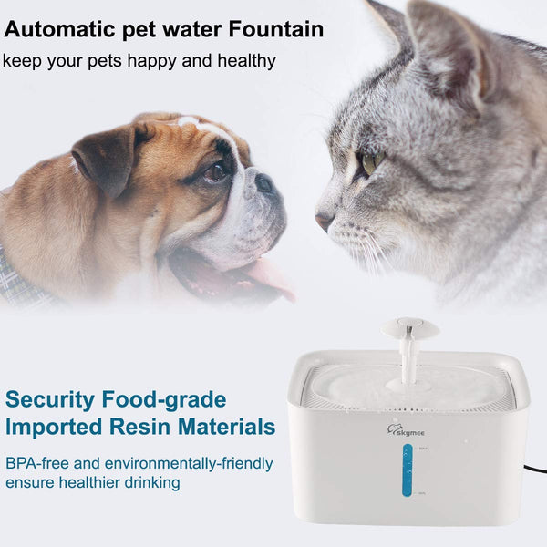 SKYMEE Pet Water Fountain 3L Automatic Pet Cat and Dog Drinking Fountain with Two Water Storage Bowls and Two Water Outlets, Suitable for Two Pets to Drink