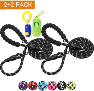 haapaw 2 Packs Slip Lead Dog Leash with Comfortable Padded Handle Reflective, Mountain Climbing Rope Dog Training Leashes for Large Medium Small Dogs(6 FT)