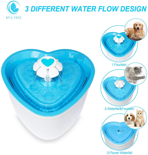 LOVSHARE Pet Water Fountain- Healthy and Hygienic Drinking Fountain 2L Super Quiet Flower Automatic Electric Water Bowl with 4 Replacement Filters for Dogs, Cats, Birds and Small Animals