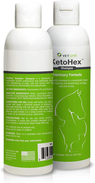 vetone - KetoHex Antifungal & Antibacterial Veterinary Formulated Shampoo for Dogs, Cats, Horses, 16 oz