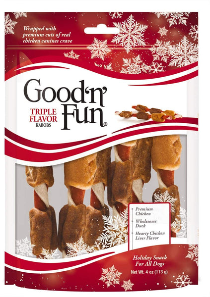 Good'N'Fun Triple Flavored Rawhide Kabobs for Dogs