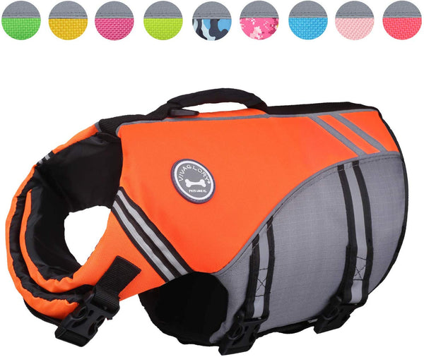 Vivaglory New Sports Style Ripstop Dog Life Jacket Safety Vest with Superior Buoyancy & Rescue Handle