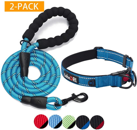 tobeDRI Comfortable Dog Collar Padded with Soft Neoprene Reflective and Adjustable Dog Collars for Large Medium Small Dogs (2 Pack)