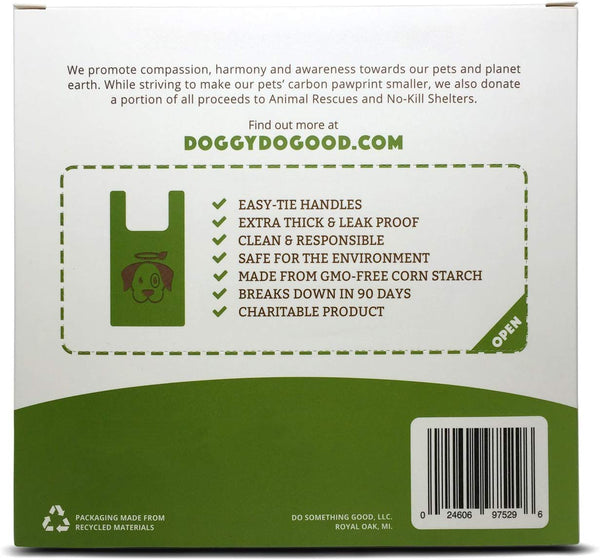 Biodegradable Poop Bags | Dog Waste Bags, Unscented with Easy-tie Handles, Vegetable-Based & Eco-Friendly, Premium Thickness & Leak Proof, Easy Open, Supports Rescues