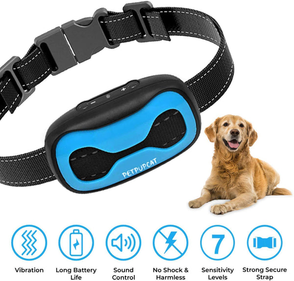 PetPupCat Anti Bark Collar with Vibration - Dog Collar for Small/Medium/Large Dogs, Training Collar with 7 Adjustable Levels, Anti Barking Collar for Dogs