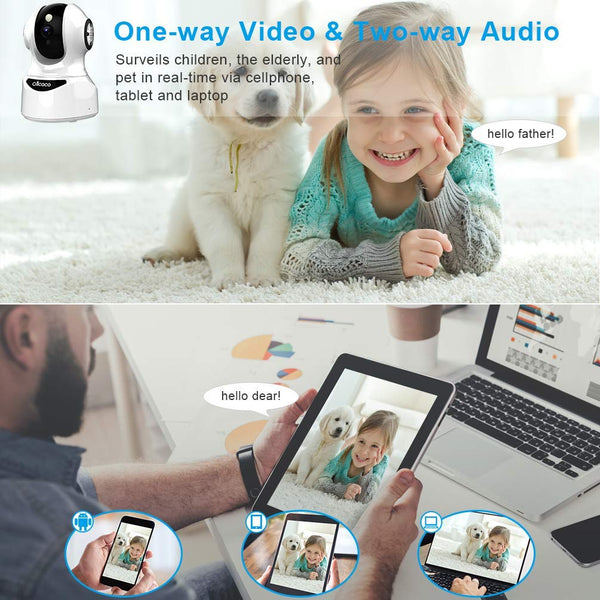 Wireless Security Camera,Upgrade 4MP Baby Monitor Pet Camera Indoor Home Camera System with Sound Detection 2 Way Audio Cloud Service Night Vision, Support iOS/Android TF Card for Pets Elders Babies