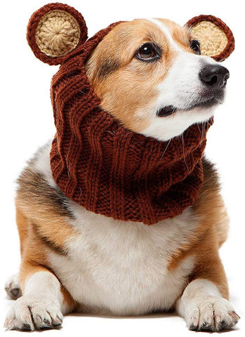 Zoo Snoods Grizzly Bear Dog Costume - Neck and Ear Warmer Snood for Pets