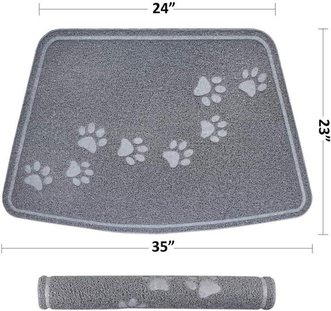 STELLAIRE CHERN Pet Feeding Mat for Large Dogs and Cats 35" x 23" Flexible and Waterproof Dog Bowl Mat for Food and Water, Easy to Clean Dog Food Feeding Mat for Floor with Non Slip Backing, Grey