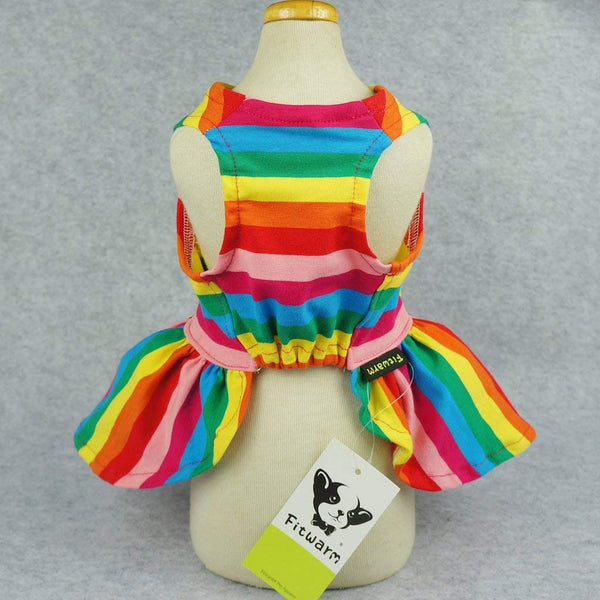 Fitwarm Rainbow Pet Clothes Dog Dresses Vest Shirts Sundress