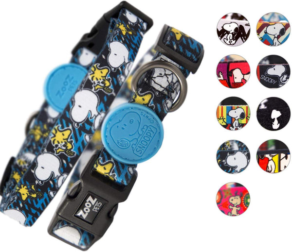 ZOOZ PETS Adjustable Dog Collar - Official Snoopy Dogs Collar Super Safe - Stylish Dog Collars for Large Dogs & Small - 10 Unique Designs in