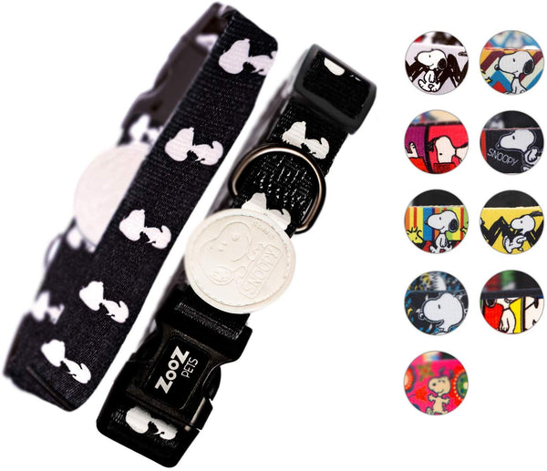 ZOOZ PETS Adjustable Dog Collar - Official Snoopy Dogs Collar Super Safe - Stylish Dog Collars for Large Dogs & Small - 10 Unique Designs in