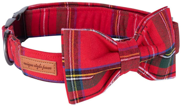 Unique style paws Christmas Dog and Cat Collar with Bow Pet Gift for Dogs and Cats Adjustable Soft&Comfy Cotton Collars 6 Sizes and 6 Patterns