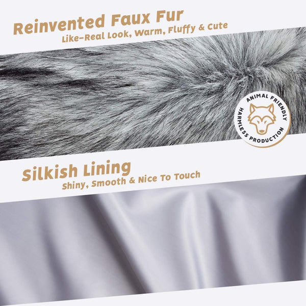 Futrzane Faux Fur Trim For Hood Replacement - Like Real Fur - Buttons Included