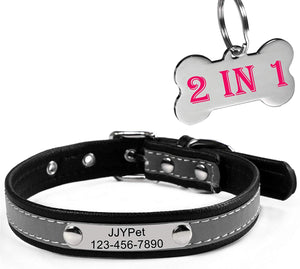 M JJYPET Personalized Dog\/Cat Collars Engraved Pet Collar with Name Plated,Reflective,Size Available:Extra-Small Small Medium Large Extra-Large