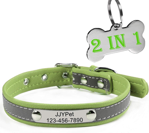 M JJYPET Personalized Dog\/Cat Collars Engraved Pet Collar with Name Plated,Reflective,Size Available:Extra-Small Small Medium Large Extra-Large