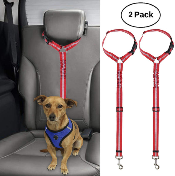 BWOGUE 2 Packs Dog Cat Safety Seat Belt Strap Car Headrest Restraint Adjustable Nylon Fabric Dog Restraints Vehicle Seatbelts Harness