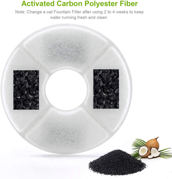 Sindello Pet Fountain Filters 8 Pack Cat Water Fountain Filter Premium Cat Carbon Replacement Filters for 1.6L Cat Flowers Fountain