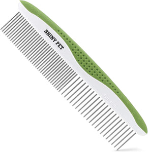 Dog Comb for Removes Tangles and Knots - Cat Comb for Removing Matted Fur - Grooming Tool with Stainless Steel Teeth and Non-Slip Grip Handle - Best Pet Hair Comb for Home Grooming Kit - Ebook Guide