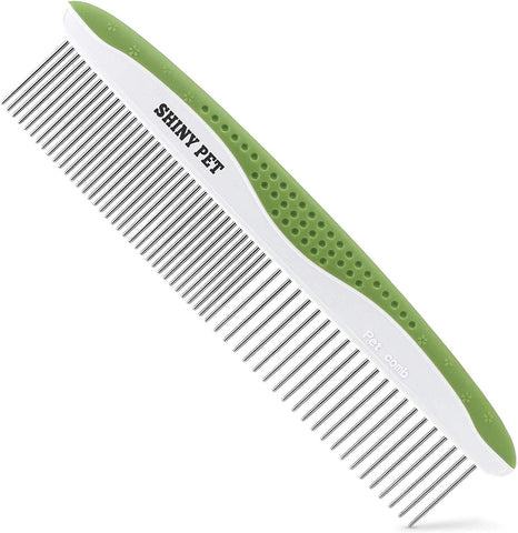 Dog Comb for Removes Tangles and Knots - Cat Comb for Removing Matted Fur - Grooming Tool with Stainless Steel Teeth and Non-Slip Grip Handle - Best Pet Hair Comb for Home Grooming Kit - Ebook Guide