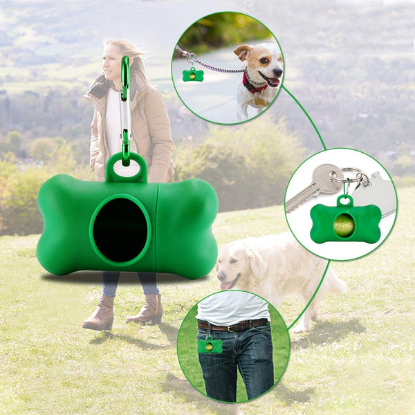 Jie Rui Biodegradable Dog Poop Bags with Dispenser and Leash Clip Leak Proof Thick and Strong Environment-Friendly Pet Waste Bags,8 Rolls/Pack (120 Rolls in Total)