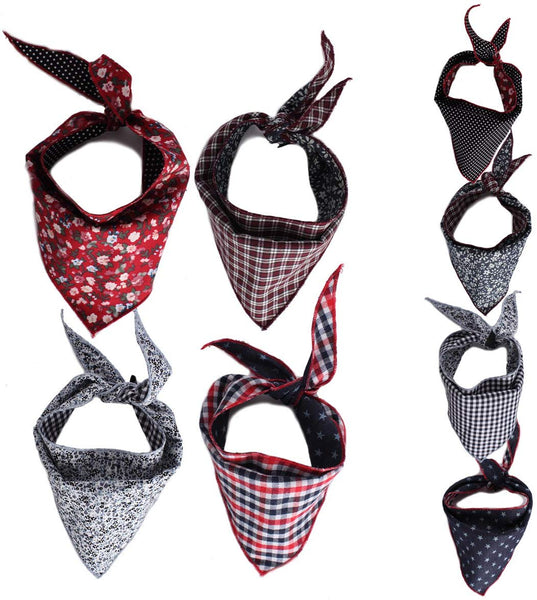 Tail Trends 4 Pack Pet Dog Bandanas Triangle Bib Scarf Assortment of Designs Available - 100% Cotton