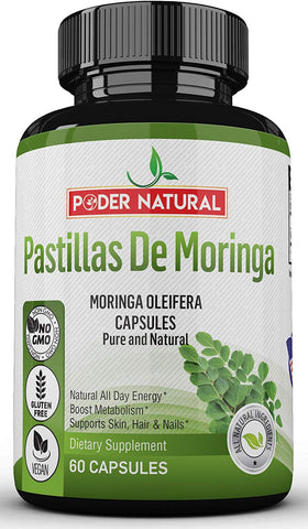 Pastillas De Moringa para Adelgazar Natural - Fuente de Vitaminas, Minerales Y Proteina Completa - 60 Capsulas