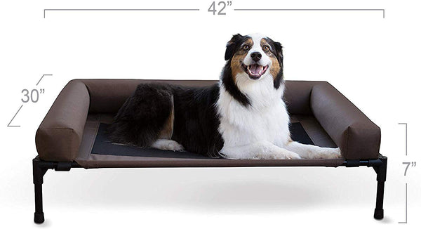 K&H Pet Products Original Bolster Pet Cot Elevated Pet Bed Chocolate\/Mesh