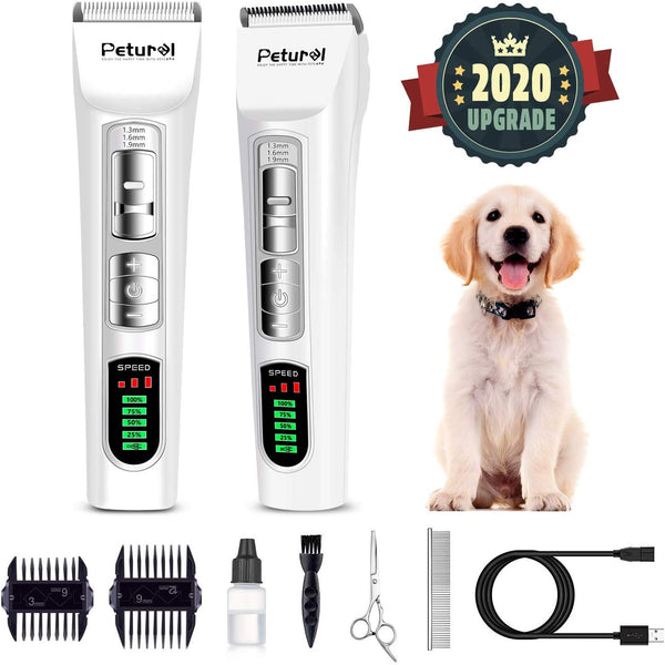 Dog Clippers Professional Dog Shaver Clippers Dog Grooming Clippers Pet Trimmers Clippers Quiet Pet Clippers Dog Grooming Kit Cordless LCD Display Low Noise Electric Dog Shaver Clippers