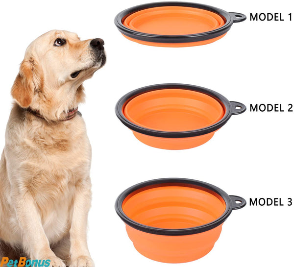 PetBonus 4-Pack Silicone Collapsible Dog Bowls, BPA Free and Dishwasher Safe, Portable and Foldable Travel Bowls-with 4-Color Carabiners Per Set