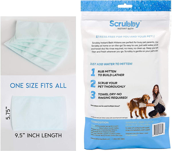 ScrubbyPet No Rinse Pet Wipes- Use Pet Bathing, Pet Grooming Pet Washing, Simple to Use,Just Lather, Wipe, Dry. Excellent Sensitive Skin. The Ideal Pet Wipes Bathing Your Pet Dog Cat