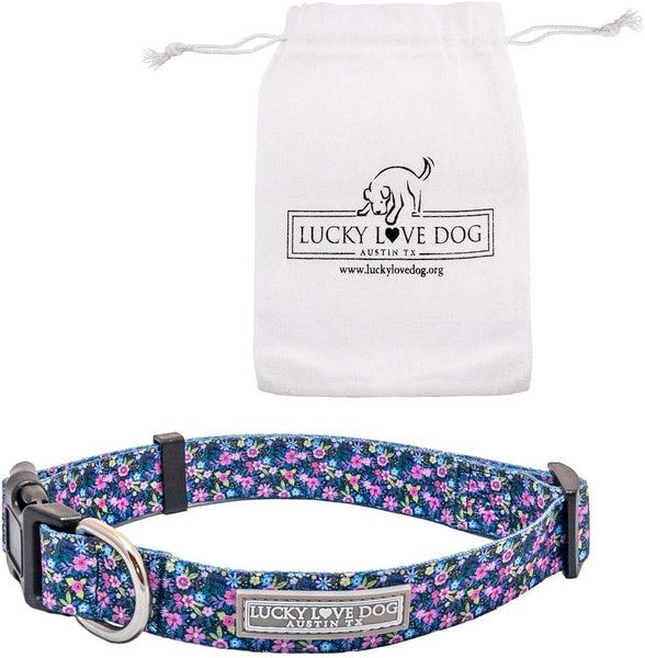Lucky Love Dog Cute Female Dog Collar or Leash Set | Vivid Colorful Pretty and Unique Designs | Small Medium Large Girl Dogs | Floral Collar | Soft Your Purchase Helps Rescue Dogs