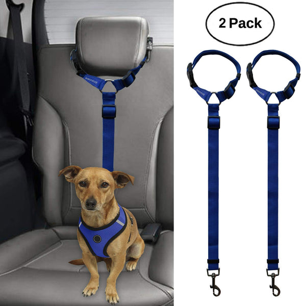 BWOGUE 2 Packs Dog Cat Safety Seat Belt Strap Car Headrest Restraint Adjustable Nylon Fabric Dog Restraints Vehicle Seatbelts Harness