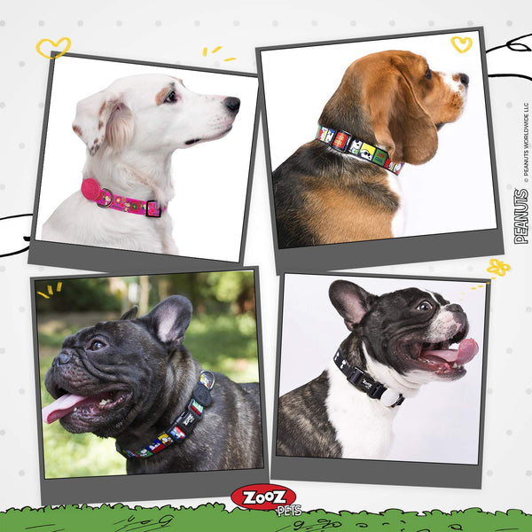 ZOOZ PETS Adjustable Dog Collar - Official Snoopy Dogs Collar Super Safe - Stylish Dog Collars for Large Dogs & Small - 10 Unique Designs in