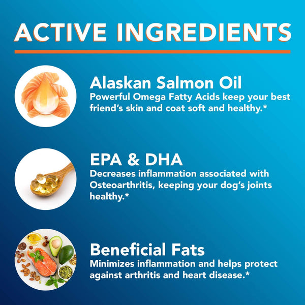 Active Chews Wild Alaskan Salmon Oil for Dogs - Natural Fish Oil for Dogs, Rich in Omega 3 for Dogs - Dog Skin and Coat Supplements, Supports Hip and Joint, Heart, Immune Health - 16 FL OZ