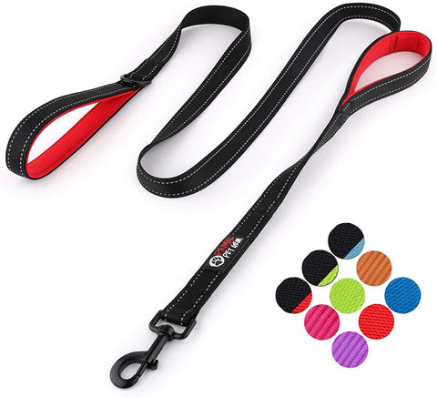 Primal Pet Gear Dog Leash 6ft Long - New Stronger Clip - Traffic Padded Two Handle - Heavy Duty - Double Handles Lead for Control Safety Training - Leashes for Large Dogs or Medium Dogs