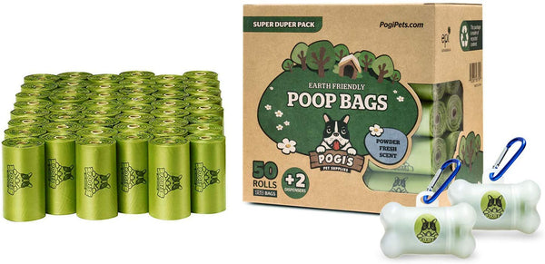 Pogi’s Poop Bags - 50 Rolls (750 Dog Poop Bags) +2 Dispensers - Leak-Proof, Earth-Friendly Poop Bags for Dogs