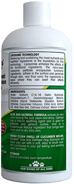 Oatmeal Dog Shampoo and Conditioner - For Dogs With Allergies And Dry Itchy Sensitive Skin. Best Hypoallergenic Medicated Tear Free Anti Itch For Puppy - With Aloe Cucumber Essence and Melon Extract