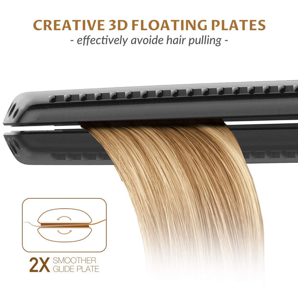Professional Ceramic Tourmaline Hair Straightener, 1.75 Inch Flat Iron for Hair, Travel Straightening Iron Dual Voltage