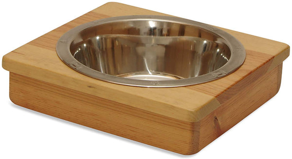 Raised Dog Single or Double Bowls - Solid Wood Cat and Dog Bowl Stands, NO ASSEMBLY REQUIRED! Stainless Steel Bowl(s) Large, Medium, and Universal Sizes - Eco-Friendly and Non-Toxic - Made in the USA