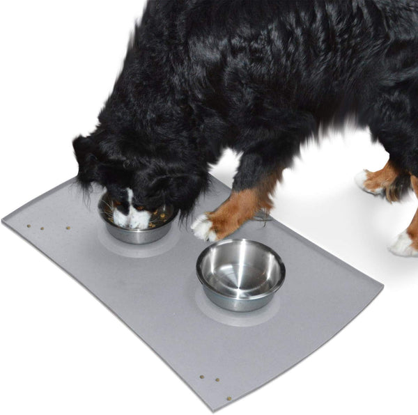 PetFusion Waterproof Pet Food Mat - (Multiple sizes for dogs & cats). FDA Grade Silicone [Superior Hygiene, Non-Toxic, Hypoallergenic, Multiple Sizes]