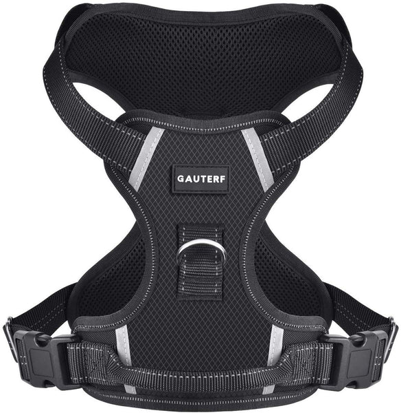 GAUTERF Dog Vest Harness Adjustable Reflective Breathable Oxford Soft with Front & Back 2 Leash Attachments and Easy Control Handle Vest Outdoor Harness fit Medium Large Dogs